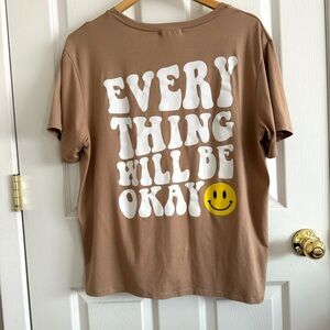 Quirky philosophical smiley face graphic tee